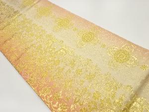 華紋に花唐草模様織出しリバーシブル全通袋帯